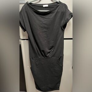 Black Short Sleeve Sweatshirt Dress